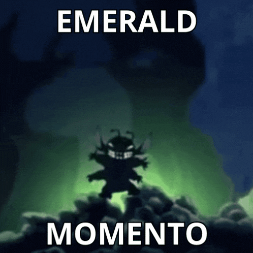a poster with a monster and the words emerald momento on it