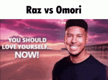 a picture of a man with the words raz vs omori below him