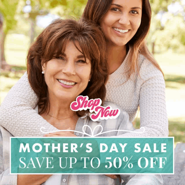 a mother 's day sale is being advertised for 50 % off