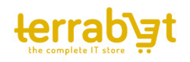 terrabyt the complete it store is written in yellow on a white background