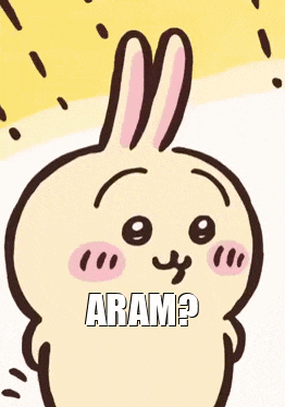 a cartoon rabbit with the words " aram " written on it