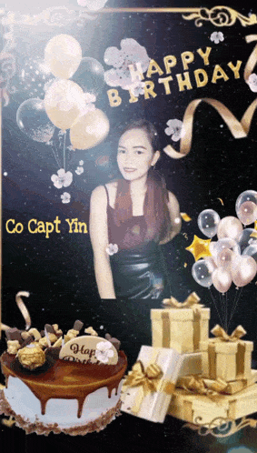 a birthday card for co capt yin with a cake