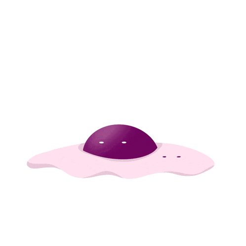 a cartoon illustration of a purple object with question marks surrounding it