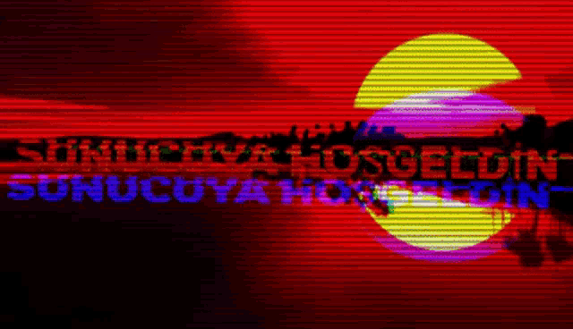 a red and yellow background with the words sunucuya hosgeldiniz