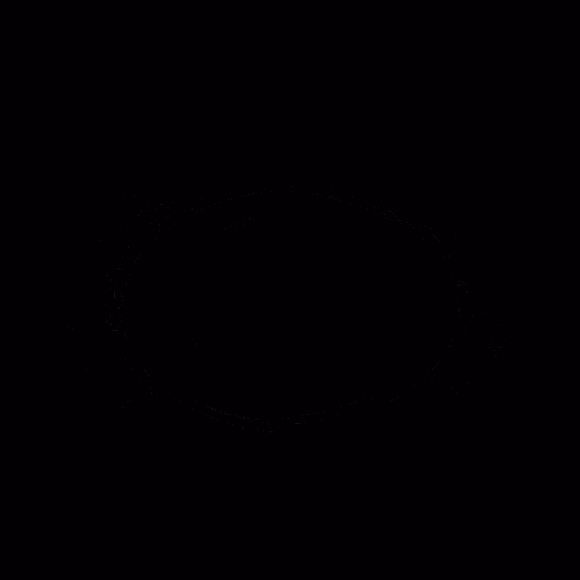a black and white drawing of a circle with a hole in it on a black background .