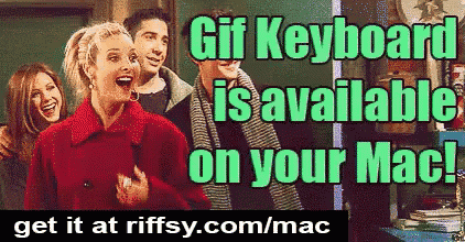 an advertisement for a gif keyboard that is available on a mac