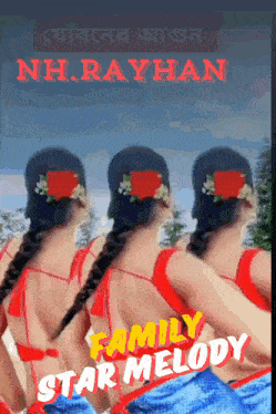 a family star melody poster with three women in red shirts