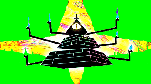a drawing of a pyramid with candles on it