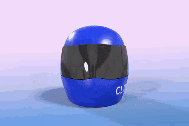 a blue helmet that says clin on it