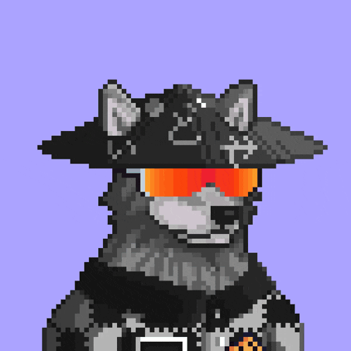 a pixel art of a cat holding a sword and wearing a pirate hat