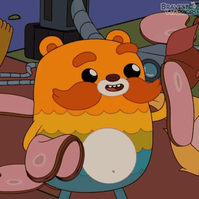a cartoon character from bravest warriors is standing in front of a camera