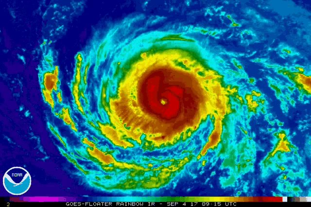 a rainbow colored image of a tropical cyclone named goes floater rainbow