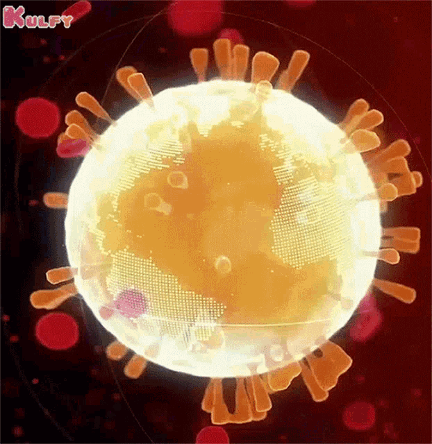 a computer generated image of a virus moving around a globe .