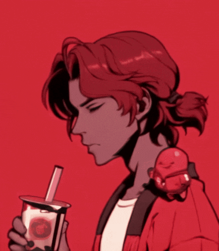 a drawing of a person holding a cup with a straw that says gfp