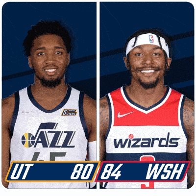 two basketball players one from the utah jazz and the other from the wizards
