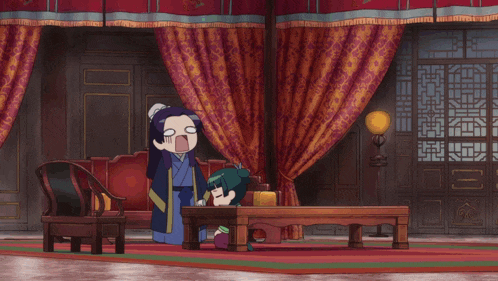 a cartoon character says whoosh in a room