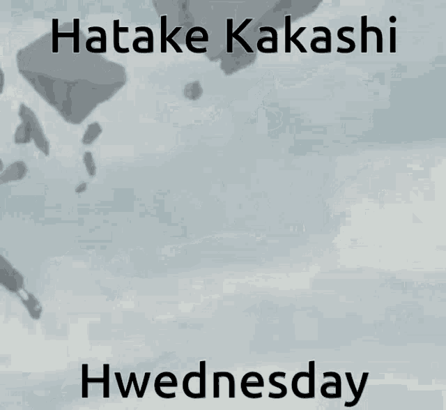 a cartoon of a man falling from a cliff with the words " hatake kakashi wednesday " below him