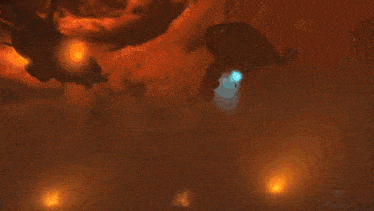 a man is standing in front of a fire while holding a lightning bolt