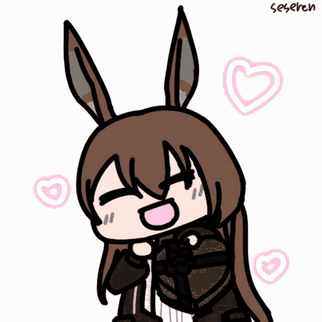 a cartoon drawing of a girl with bunny ears and the name seseren