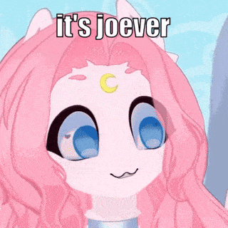 a cartoon character with pink hair and a crescent moon on her forehead .