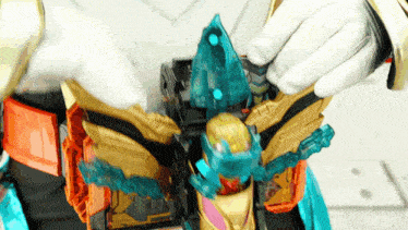 a person is holding a toy that looks like a sword