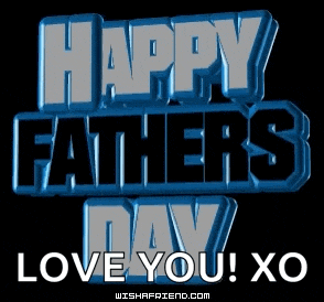 a blue sign that says happy fathers day love you xo on a black background