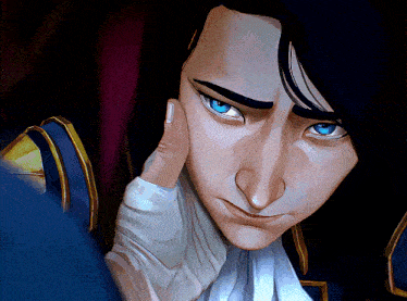 a close up of a man 's face with a hand on his chin