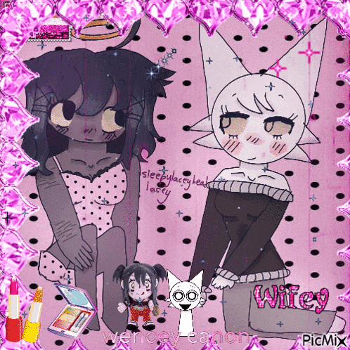 a drawing of two girls with the name wifey on the bottom right