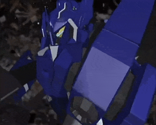 a purple robot is flying through the air in space
