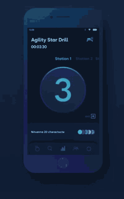 a cell phone displays a agility star drill app