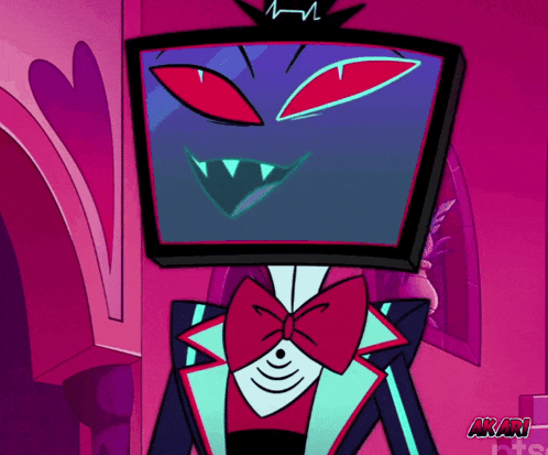 a cartoon character is wearing a bow tie and a suit and has the word akari on the bottom right