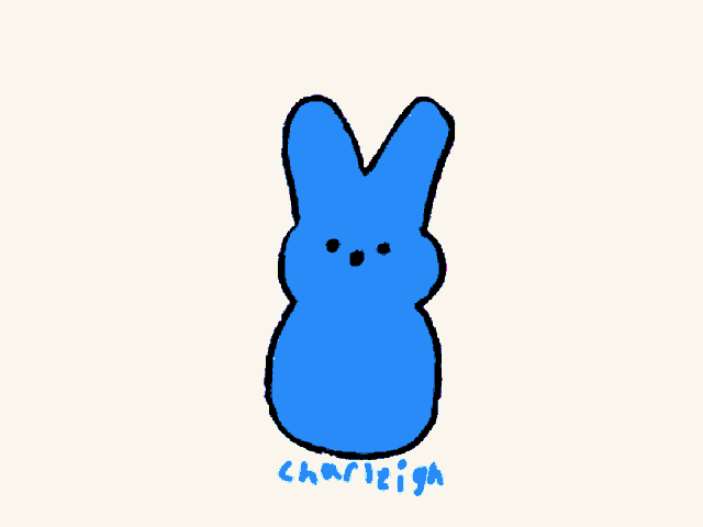 a drawing of a peep bunny with the words happy easter written below it