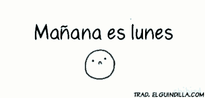 a cartoon drawing of a sad face in the water with the words mañana es lunes