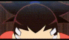a pixelated image of a red and white background with a circle in the middle of it .