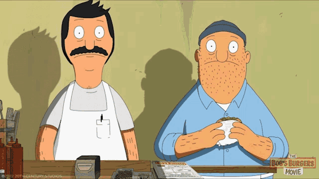 the bob 's burgers movie is being advertised on a screen