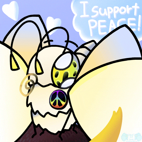 a drawing of a moth with a peace sign on it