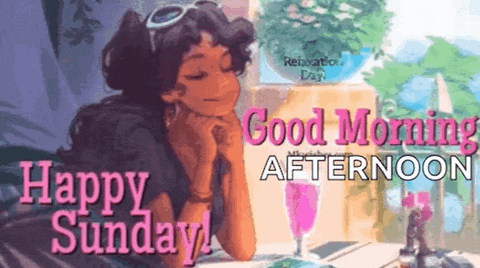 a picture of a woman with her eyes closed and the words good morning afternoon happy sunday .