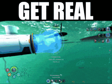 a screenshot of a video game with the words get real above it