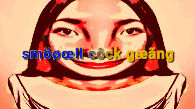 a drawing of a woman with the words smoocell cock geang written on the bottom