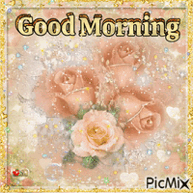 a picture of roses that says good morning