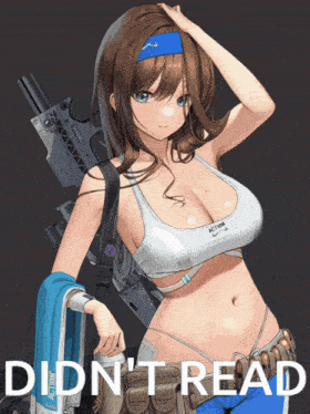 a picture of a girl with a gun and the words didn 't read