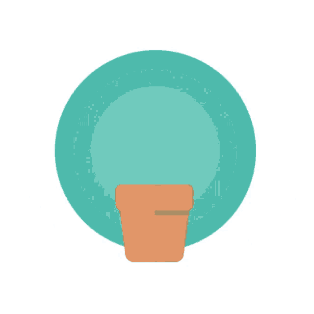 an illustration of a plant in a pot with a circle around it
