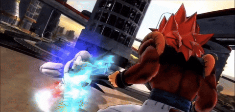 a cartoon character with red hair is fighting another cartoon character with blue hair
