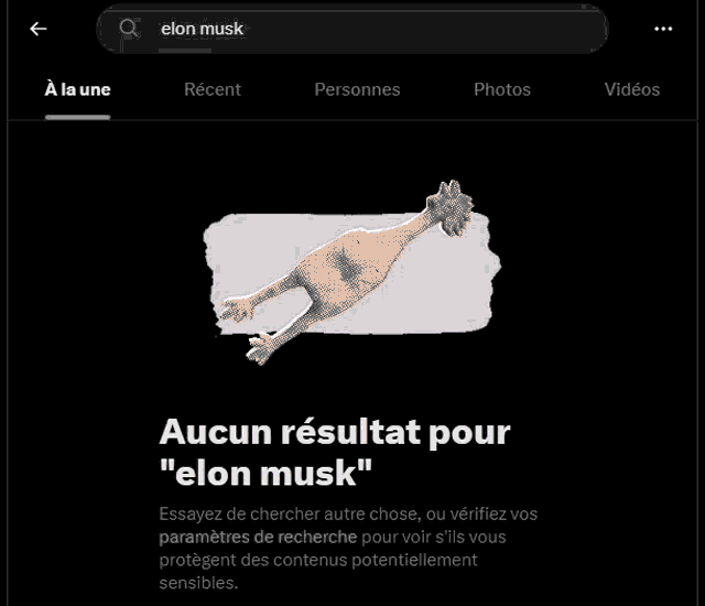 a screenshot of a search for elon musk with a picture of a chicken