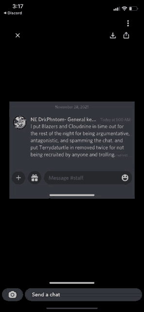 a screenshot of a discord conversation between ne drkphnom-general and another person