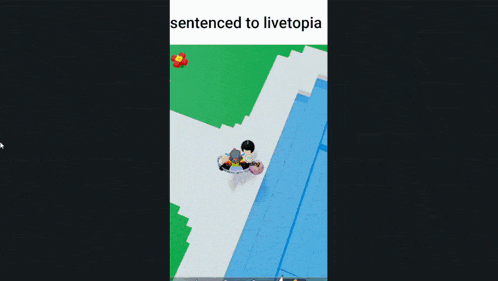 a screen shot of a video game with the words sentenced to livetopia at the top