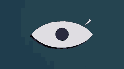 a drawing of an eye with a black spot on it