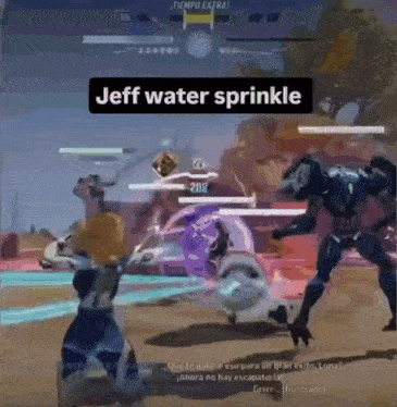 a screenshot of a video game with the words jeff water sprinkle above it