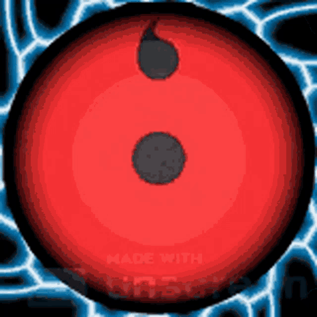 a red and black circle with a black circle in the middle