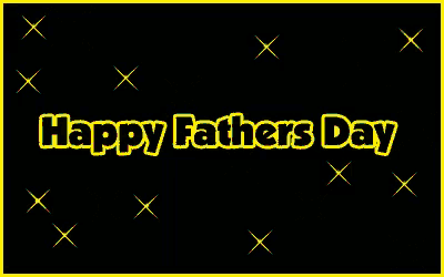 a happy father 's day greeting card with green stars on a black background